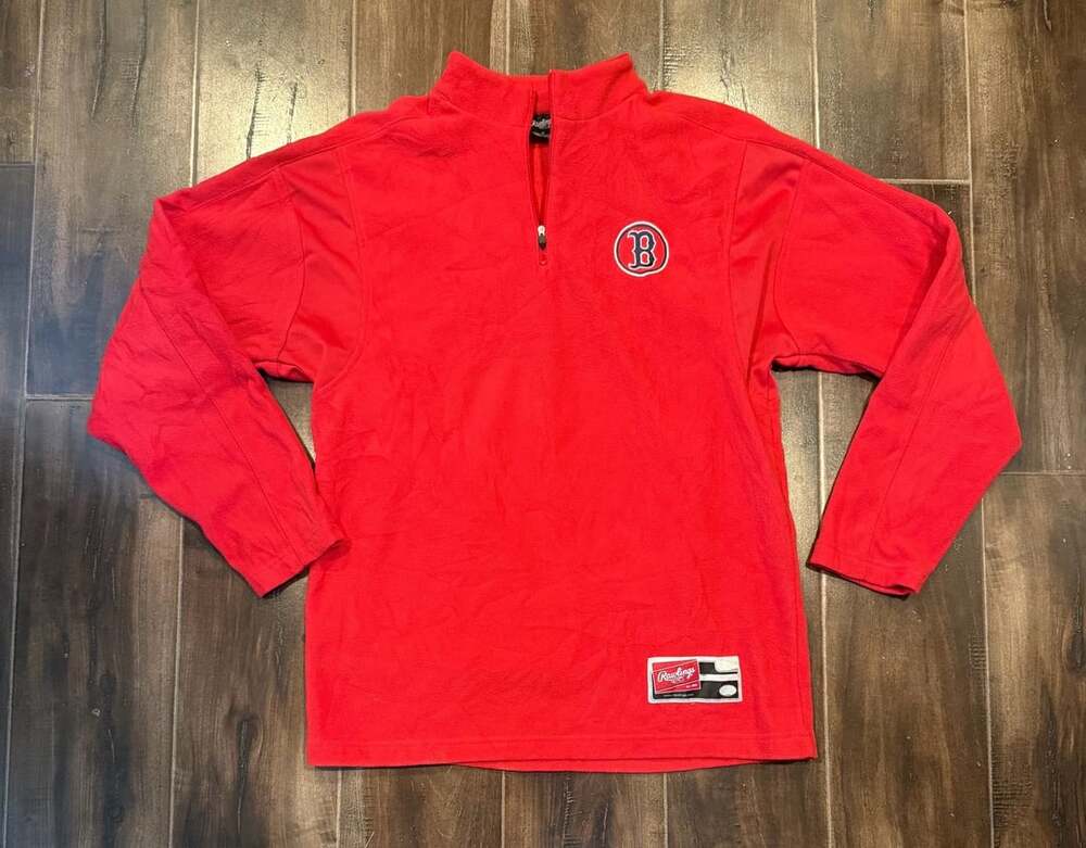 Rawlings Boston Red Sox 1/4 Zip Fleece Pullover Size M Red